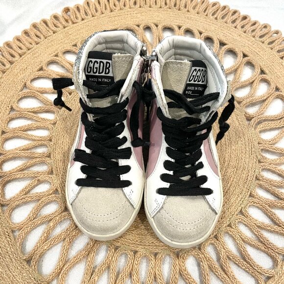 Golden Goose Slide Laminated Leather & Glitter High-Top Sneakers EU 23/ US 7 - Picture 3 of 11